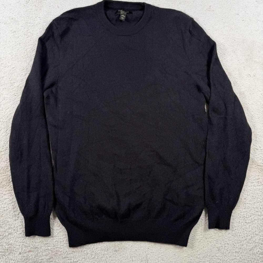 Club Room Sweater Mens Medium Black 100% Cashmere Crewneck Pullover Soft